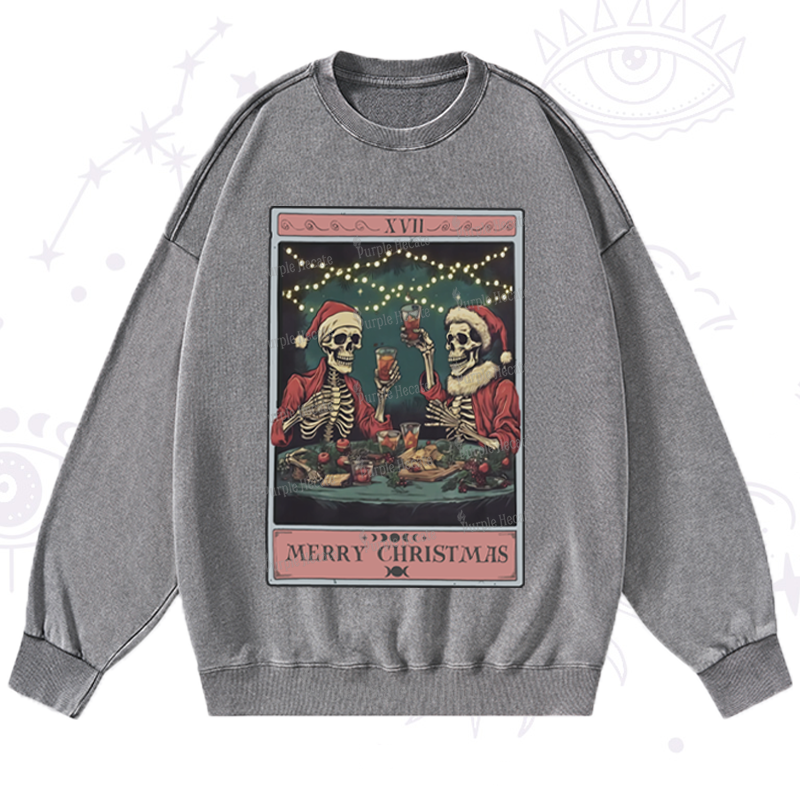 Purplehecate Christmas Dinner Tarot Washed Sweatshirt