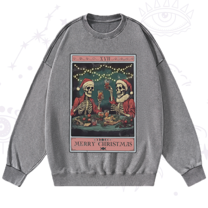 Purplehecate Christmas Dinner Tarot Washed Sweatshirt