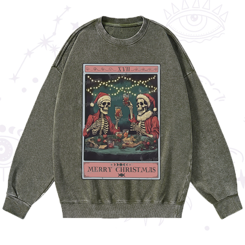 Purplehecate Christmas Dinner Tarot Washed Sweatshirt