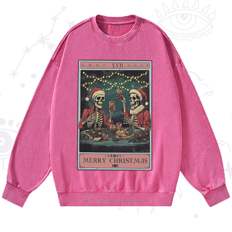 Purplehecate Christmas Dinner Tarot Washed Sweatshirt