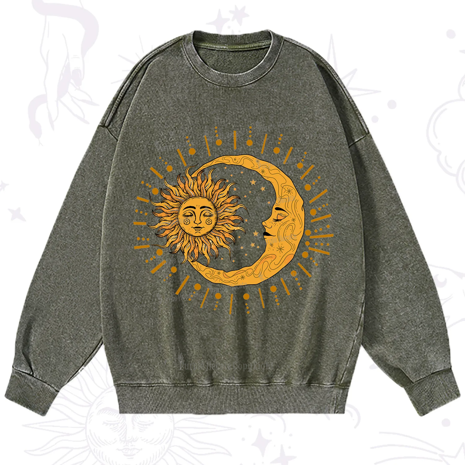 Purplehecate Solar & Lunar Spirit Washed Sweatshirt