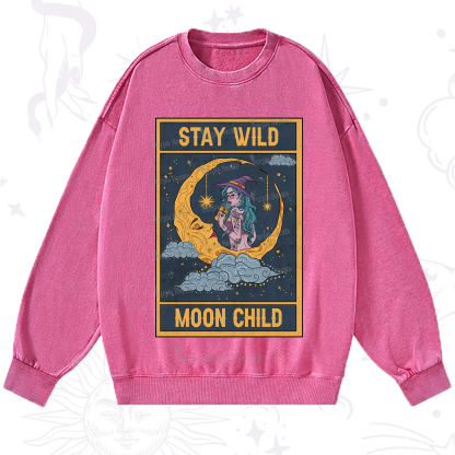 Purplehecate The Stay Wild Moon Child Oracle Card Washed Sweatshirt