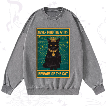Purplehecate The Never Mind The Witch Beware Of The Cat Oracle Card Washed Sweatshirt