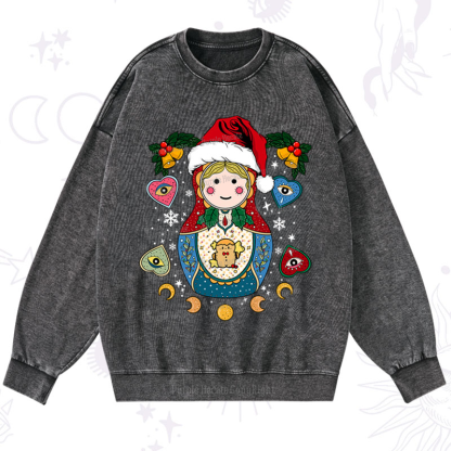 Purplehecate Christmas Nesting Doll Washed Sweatshirt