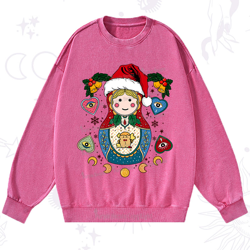 Purplehecate Christmas Nesting Doll Washed Sweatshirt