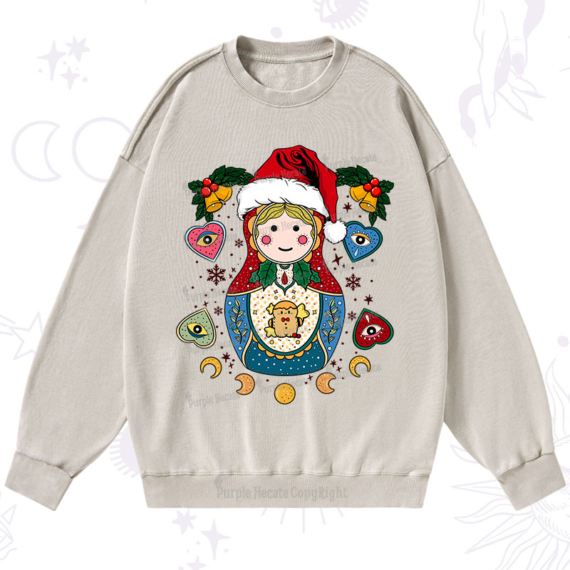 Purplehecate Christmas Nesting Doll Washed Sweatshirt