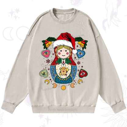 Purplehecate Christmas Nesting Doll Washed Sweatshirt