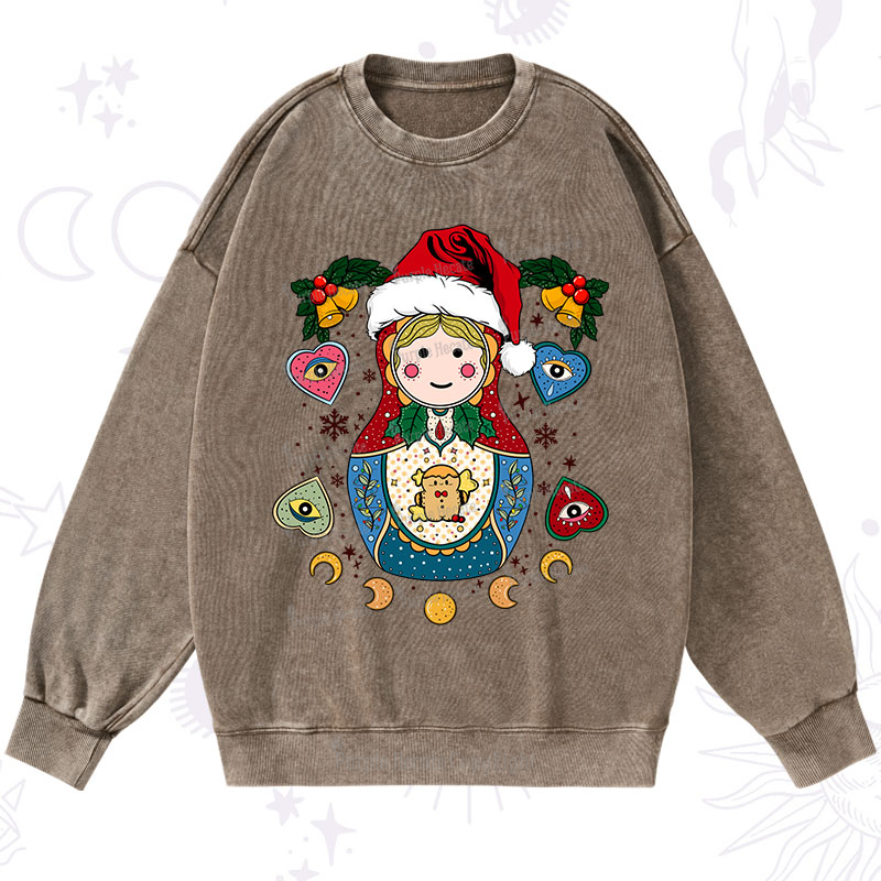Purplehecate Christmas Nesting Doll Washed Sweatshirt