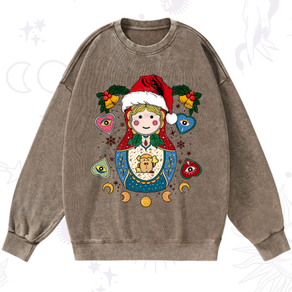 Purplehecate Christmas Nesting Doll Washed Sweatshirt