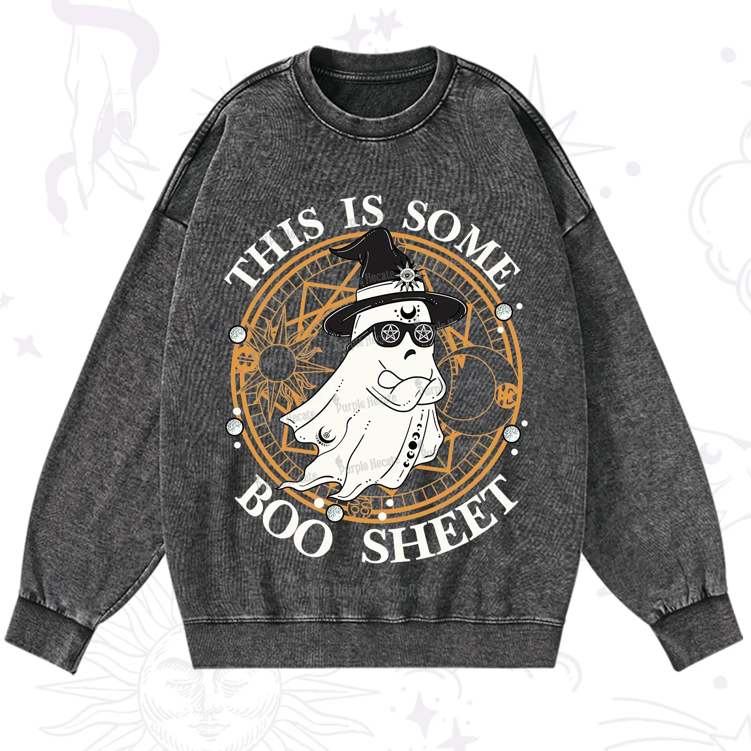 Purplehecate This Is Some Boo Sheet Halloween Washed Sweatshirt