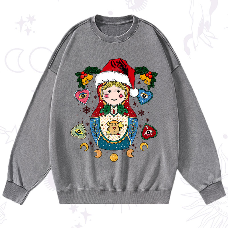 Purplehecate Christmas Nesting Doll Washed Sweatshirt
