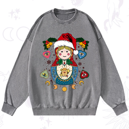 Purplehecate Christmas Nesting Doll Washed Sweatshirt
