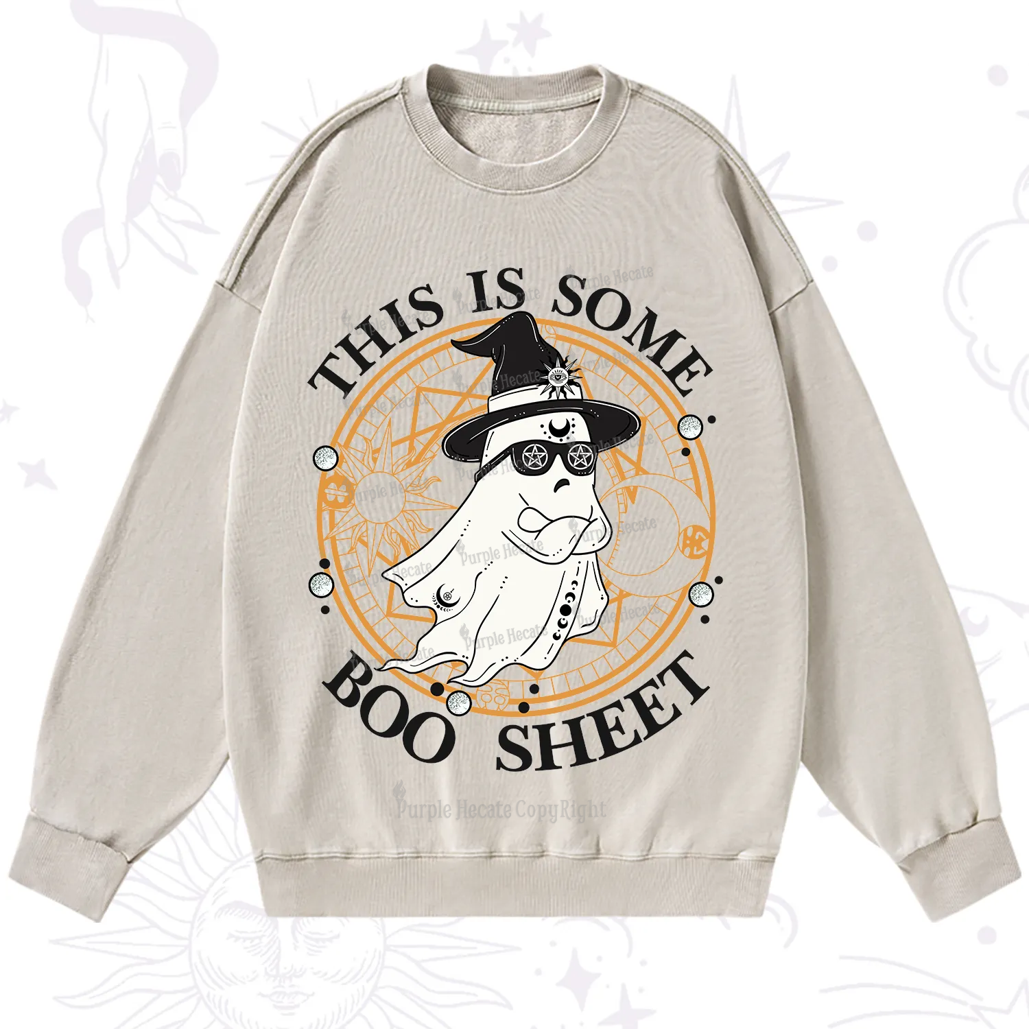Purplehecate This Is Some Boo Sheet Halloween Washed Sweatshirt