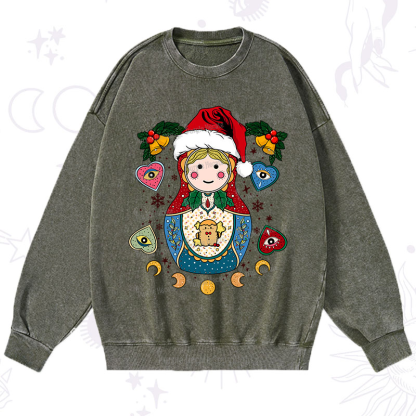Purplehecate Christmas Nesting Doll Washed Sweatshirt
