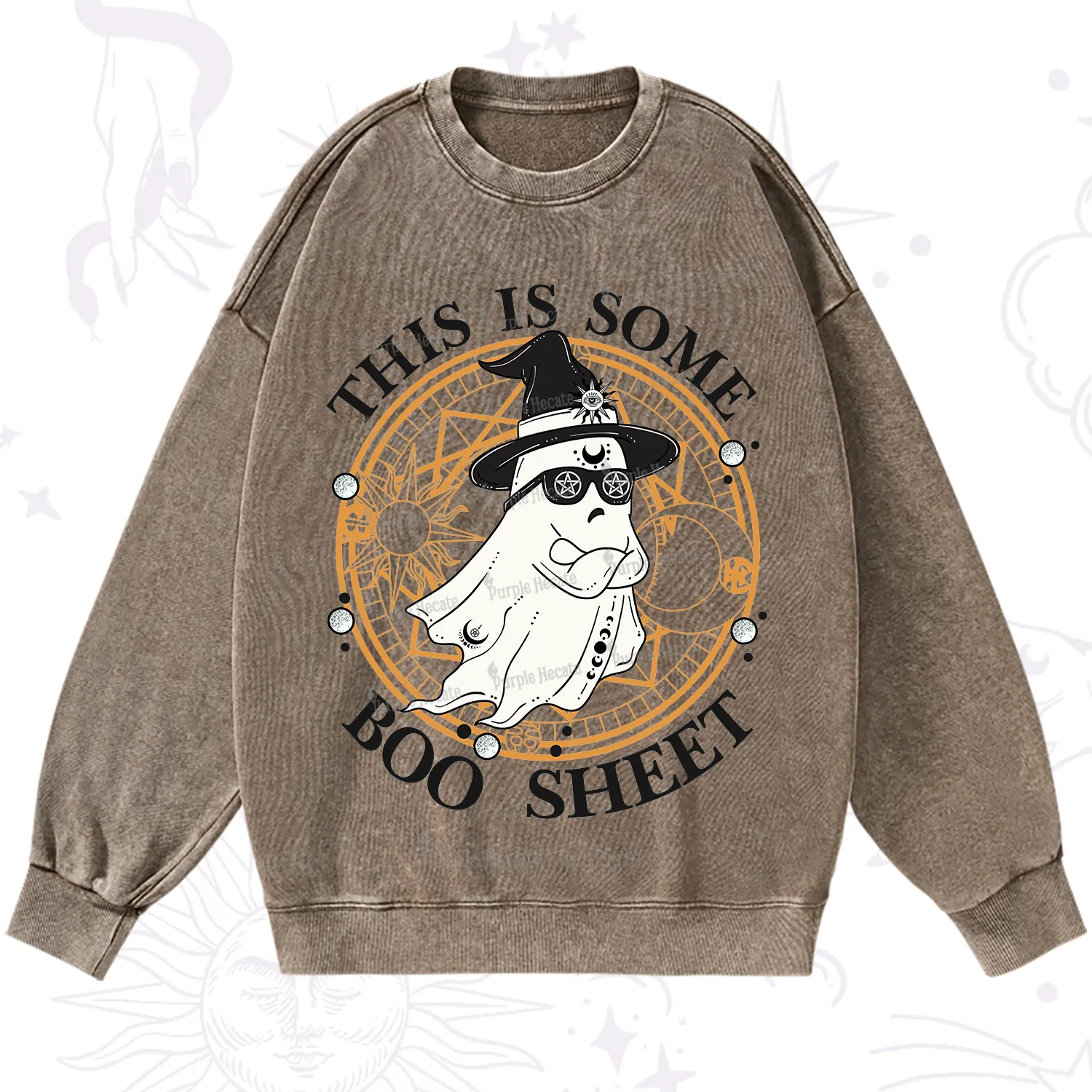 Purplehecate This Is Some Boo Sheet Halloween Washed Sweatshirt