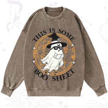 Purplehecate This Is Some Boo Sheet Halloween Washed Sweatshirt