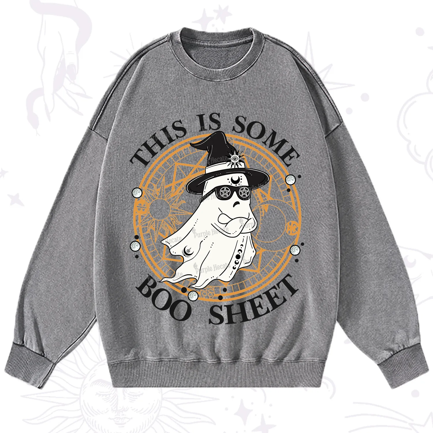 Purplehecate This Is Some Boo Sheet Halloween Washed Sweatshirt