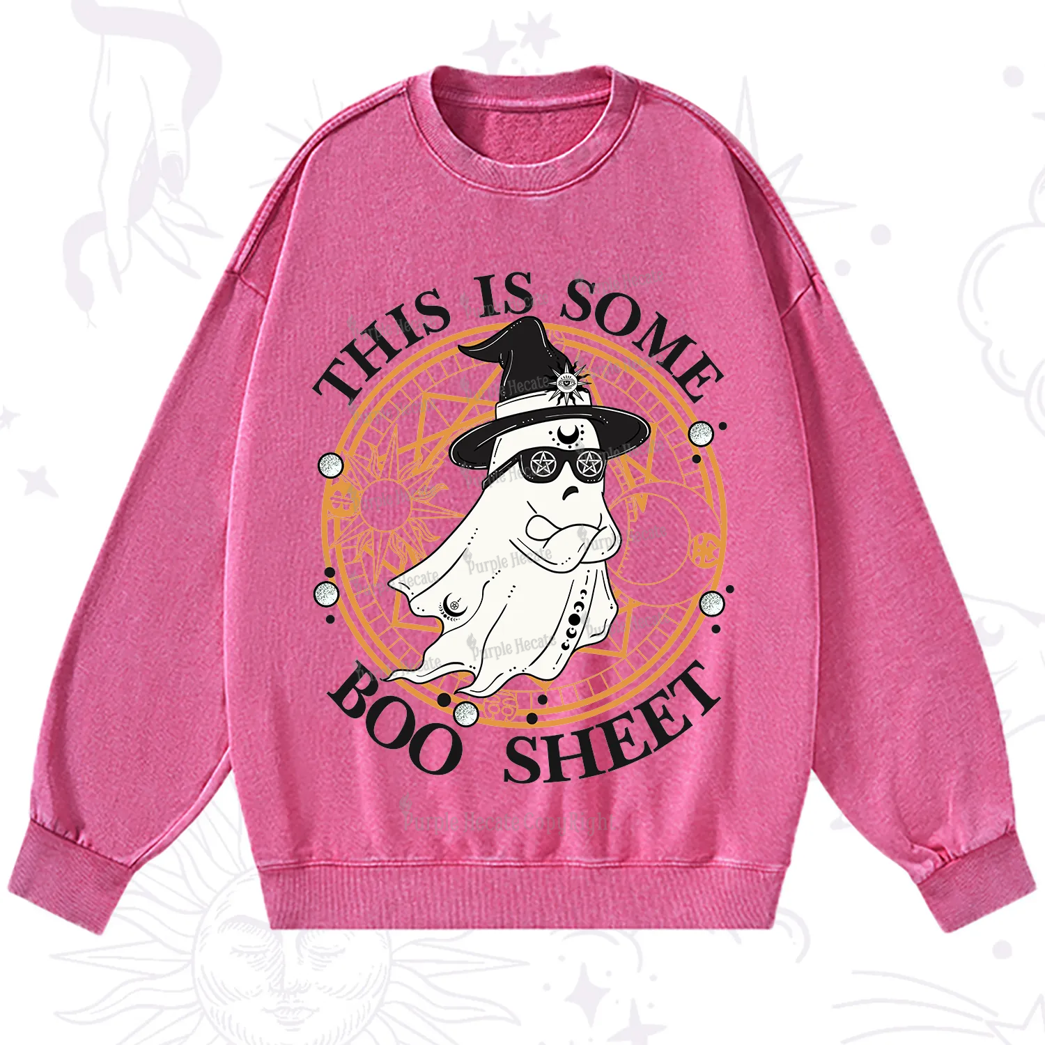 Purplehecate This Is Some Boo Sheet Halloween Washed Sweatshirt