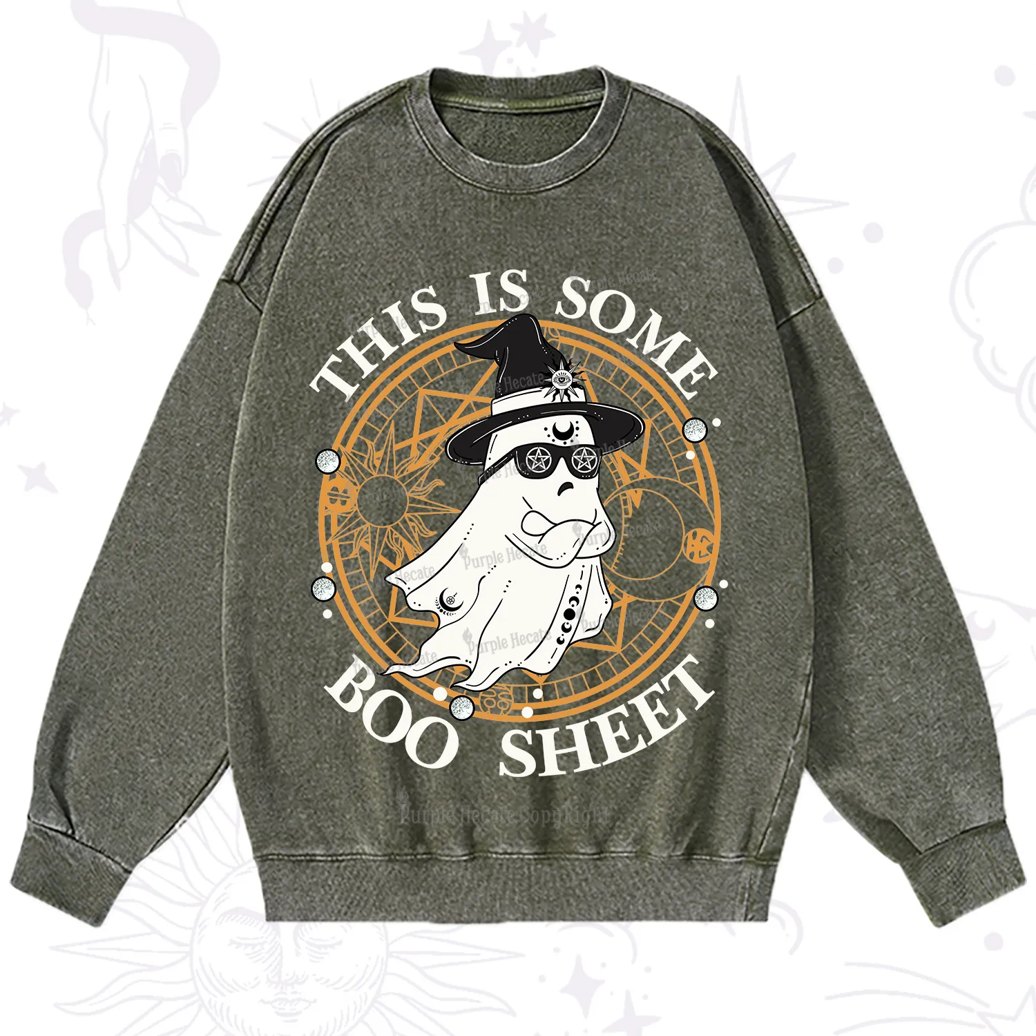 Purplehecate This Is Some Boo Sheet Halloween Washed Sweatshirt