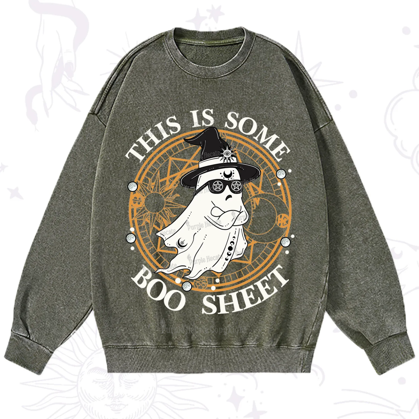 Purplehecate This Is Some Boo Sheet Halloween Washed Sweatshirt
