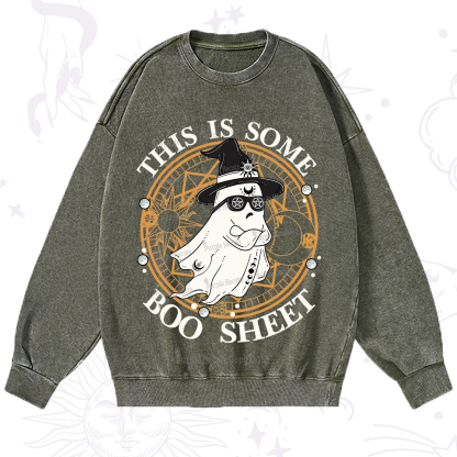Purplehecate This Is Some Boo Sheet Halloween Washed Sweatshirt