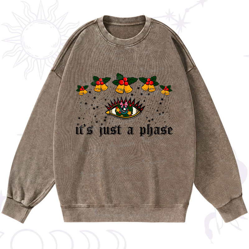 Purplehecate Christmas It's Just A Phase Washed Sweatshirt