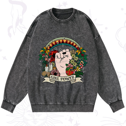 Purplehecate Christmas Girl Power Washed Sweatshirt