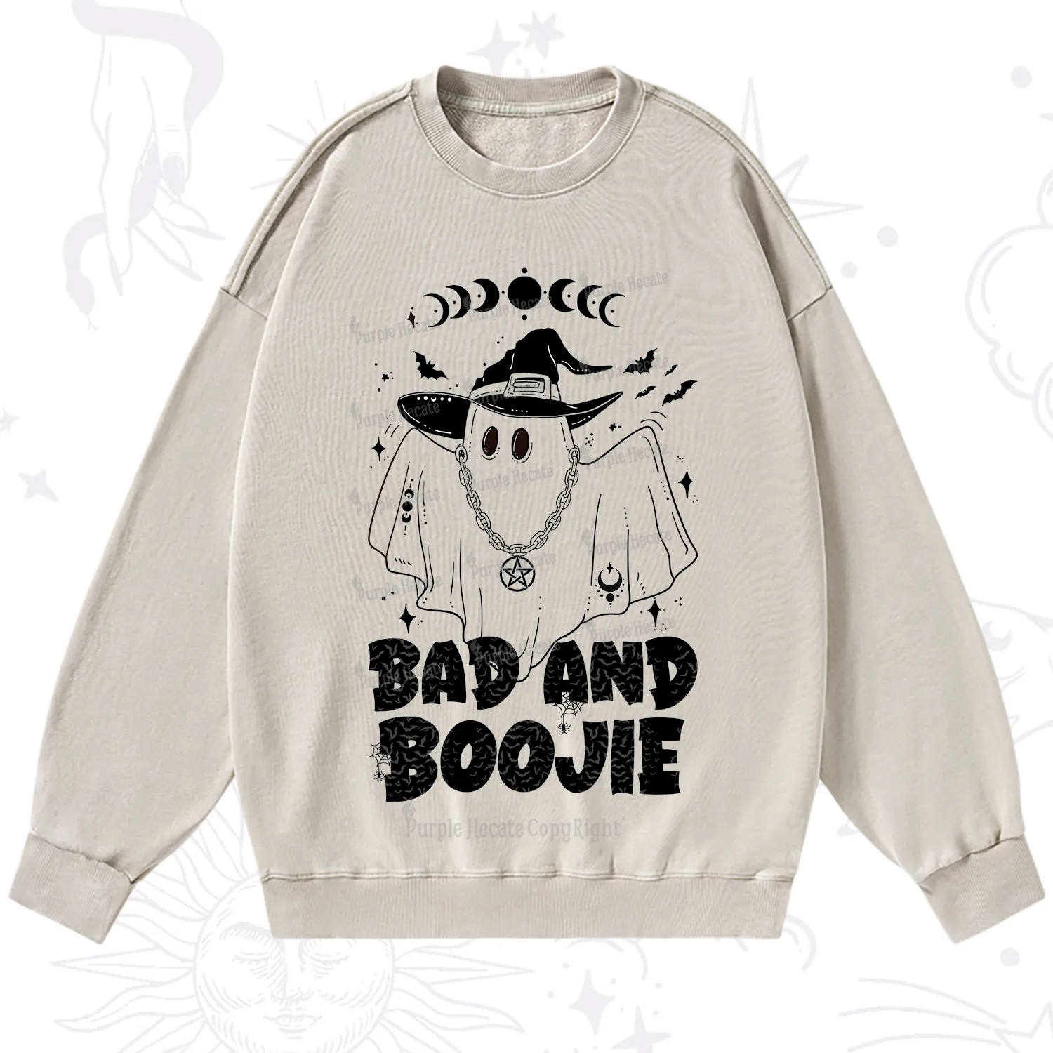 Purplehecate Bad and Boo Jee Halloween Washed Sweatshirt