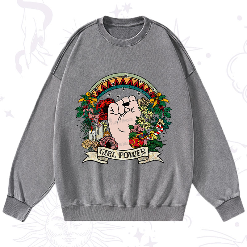 Purplehecate Christmas Girl Power Washed Sweatshirt