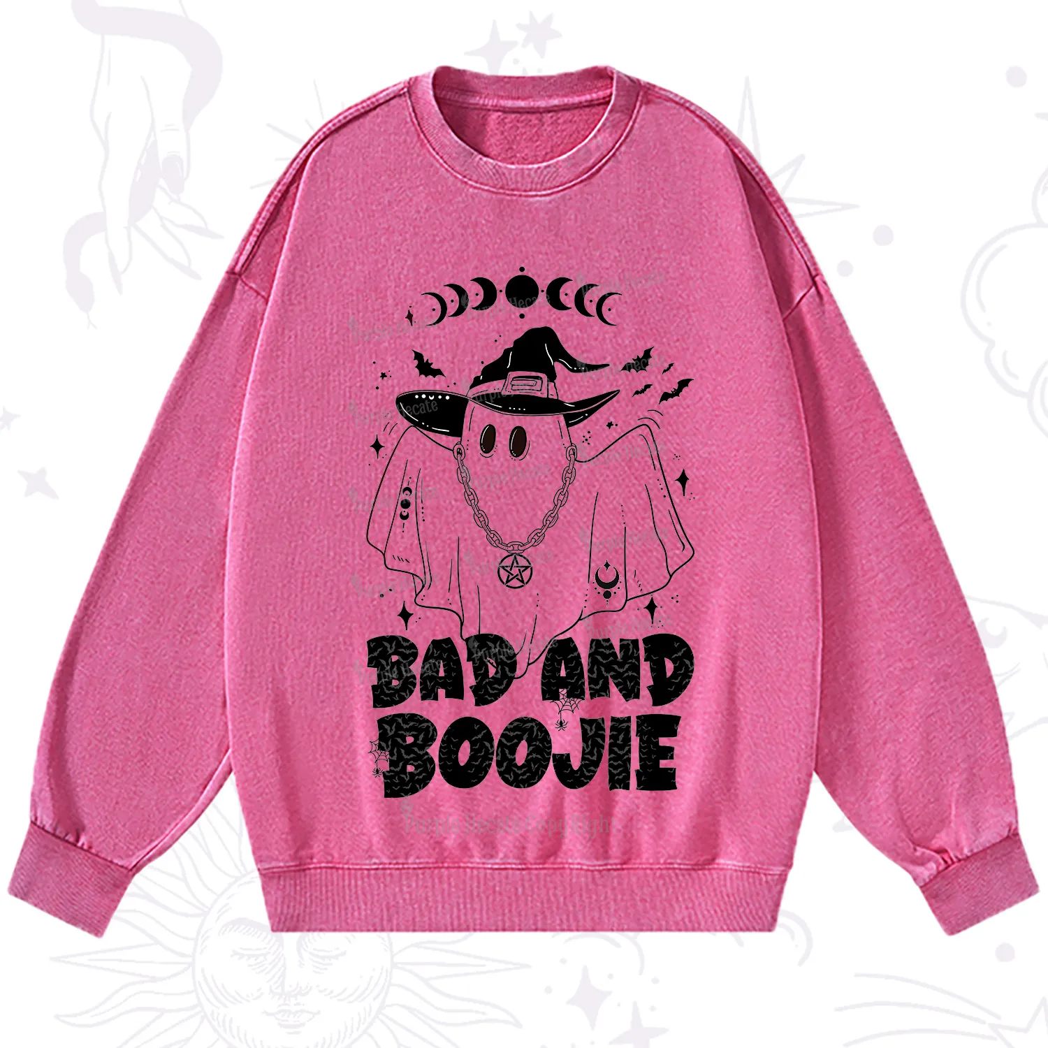 Purplehecate Bad and Boo Jee Halloween Washed Sweatshirt