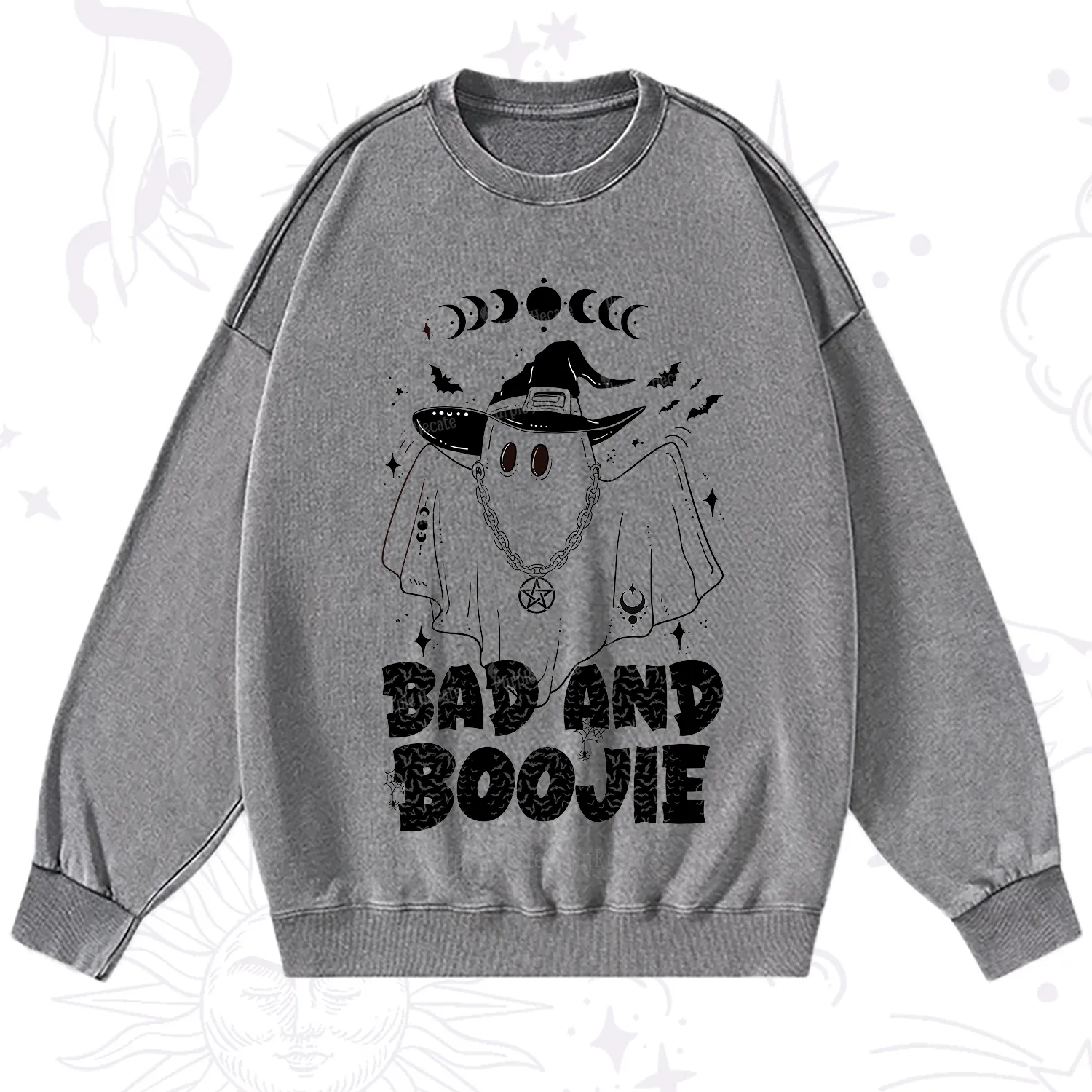 Purplehecate Bad and Boo Jee Halloween Washed Sweatshirt
