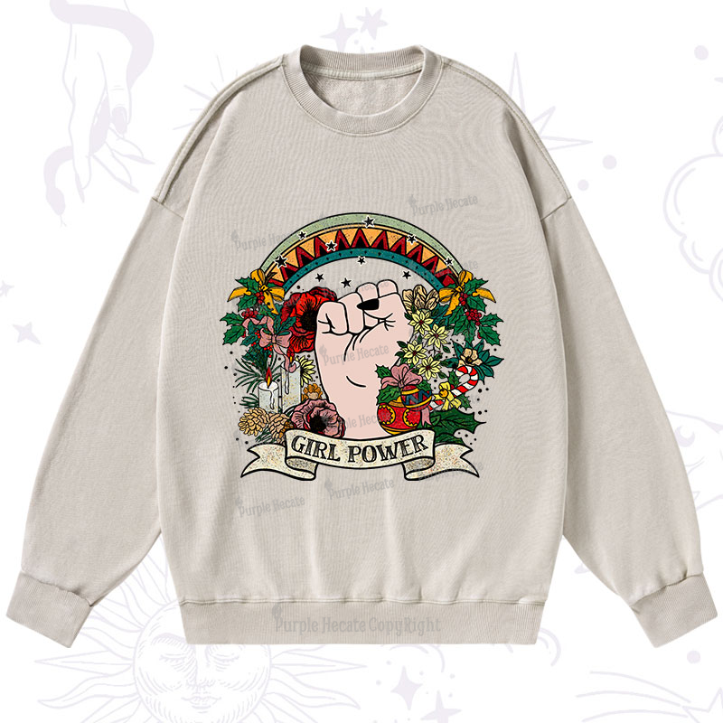 Purplehecate Christmas Girl Power Washed Sweatshirt