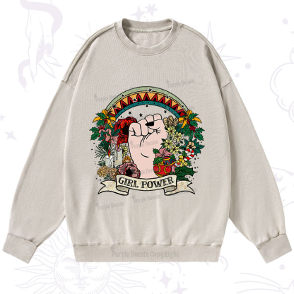 Purplehecate Christmas Girl Power Washed Sweatshirt