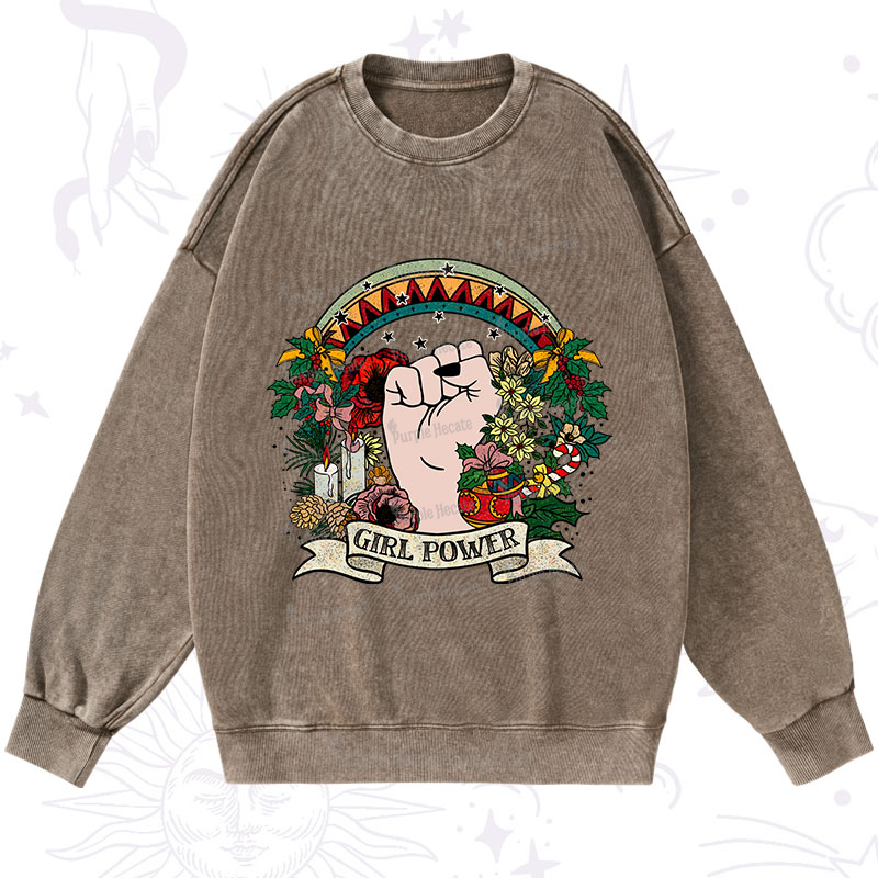Purplehecate Christmas Girl Power Washed Sweatshirt