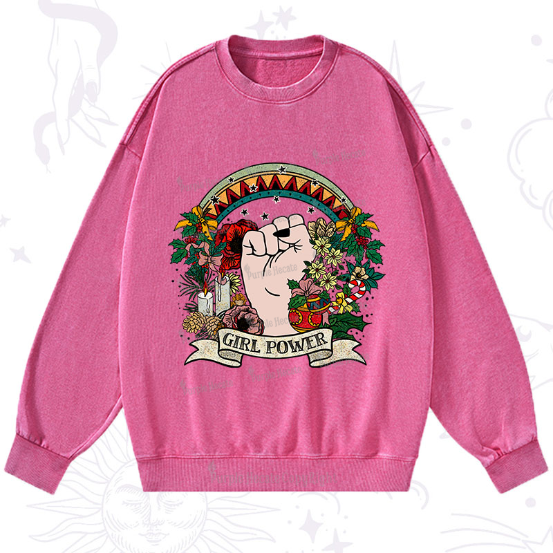 Purplehecate Christmas Girl Power Washed Sweatshirt