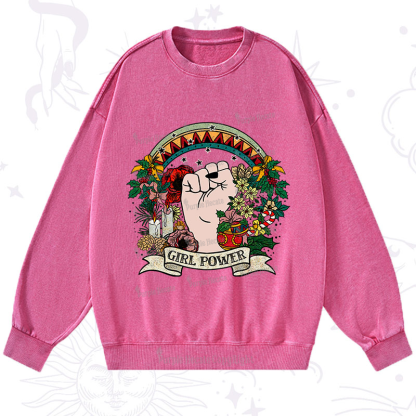 Purplehecate Christmas Girl Power Washed Sweatshirt
