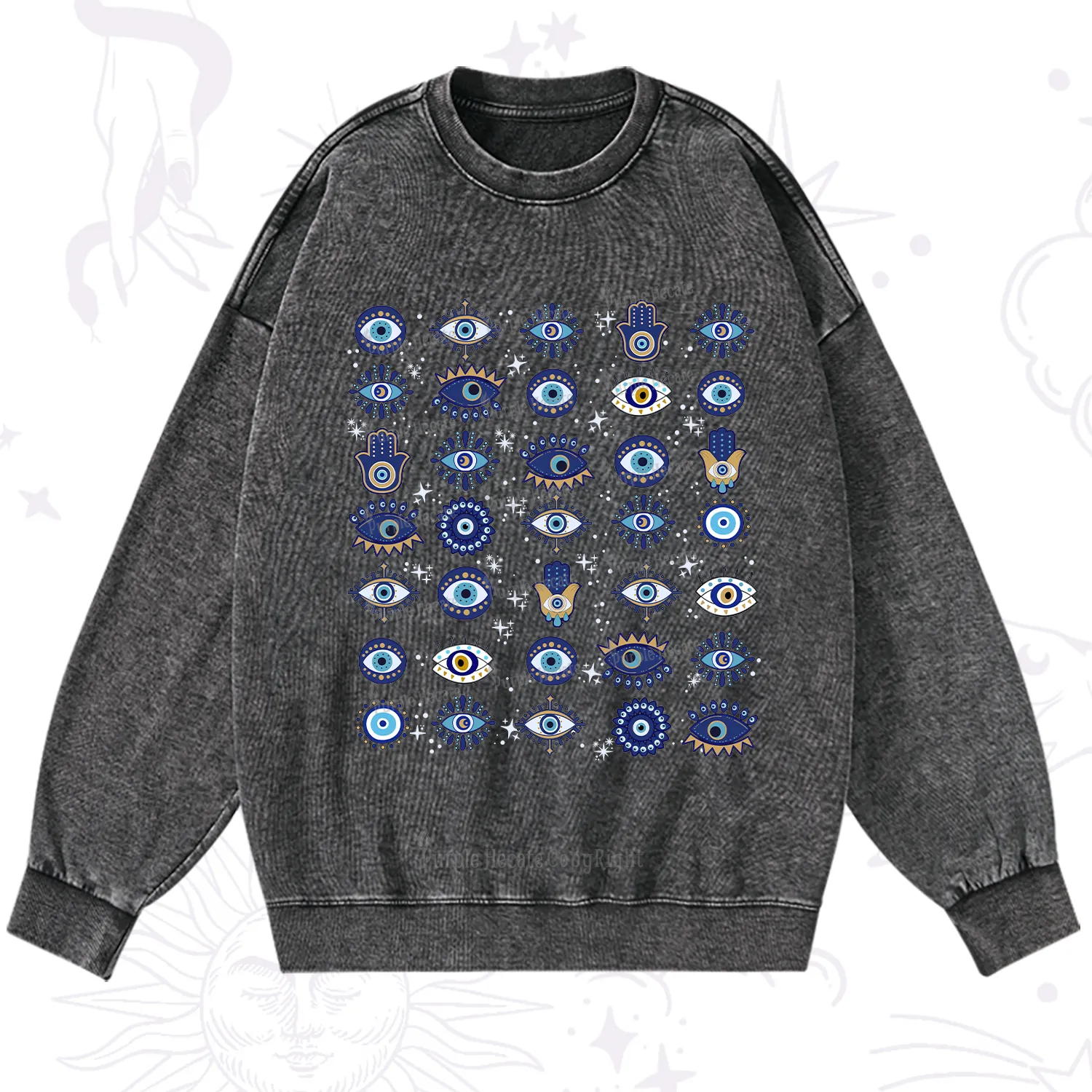 Purplehecate Evil Eye Protection Washed Sweatshirt
