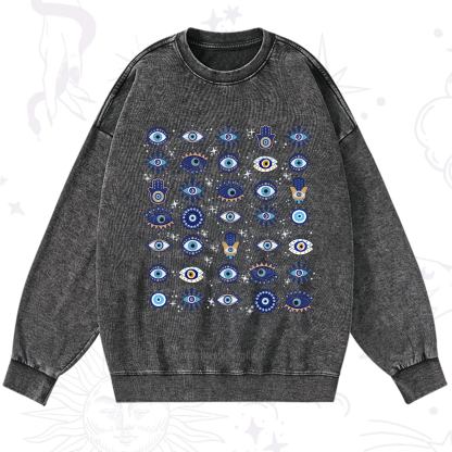 Purplehecate Evil Eye Protection Washed Sweatshirt