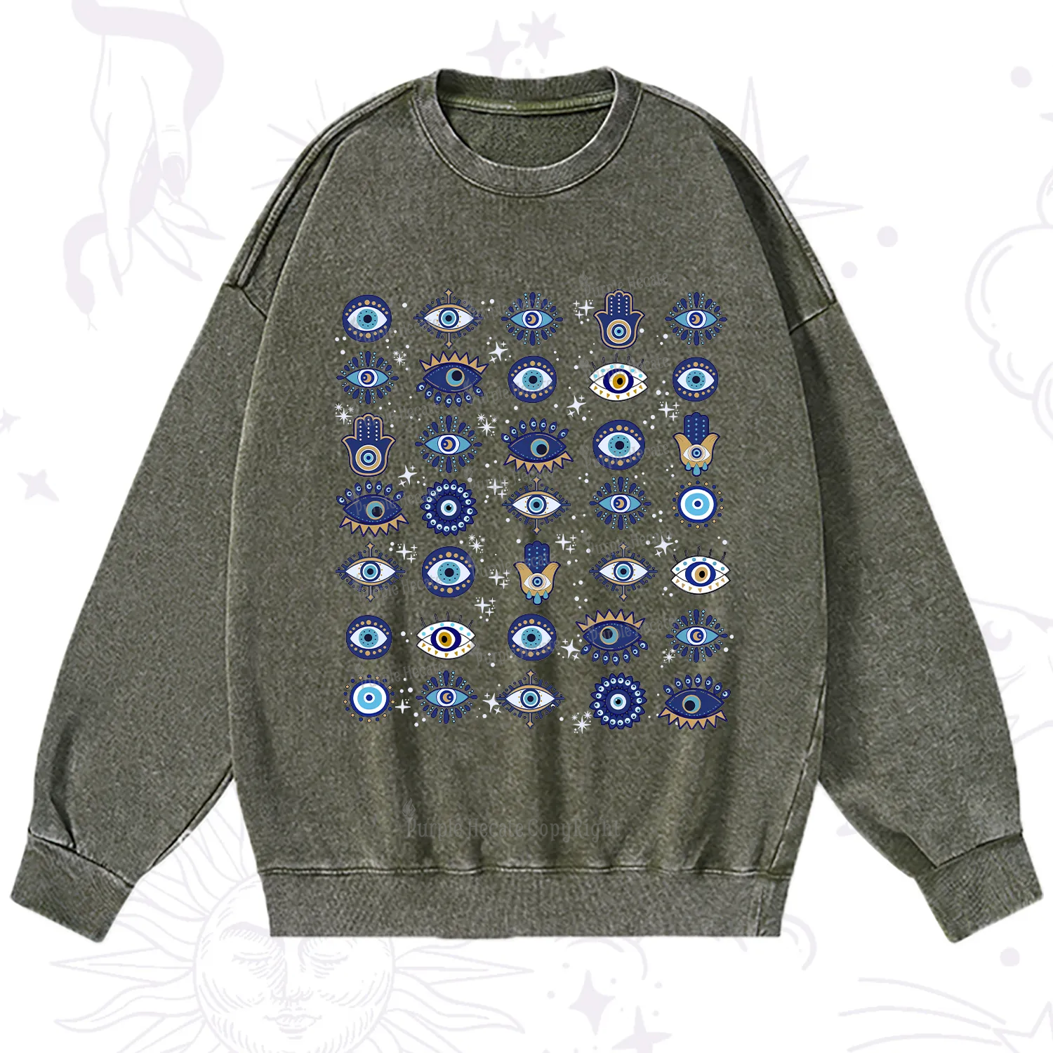 Purplehecate Evil Eye Protection Washed Sweatshirt