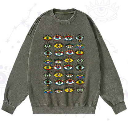 Purplehecate Christmas Evil Eye Pattern Washed Sweatshirt