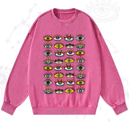 Purplehecate Christmas Evil Eye Pattern Washed Sweatshirt