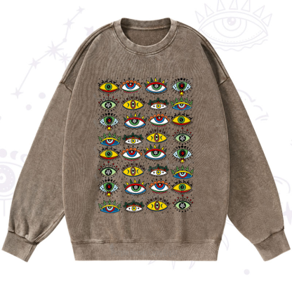 Purplehecate Christmas Evil Eye Pattern Washed Sweatshirt