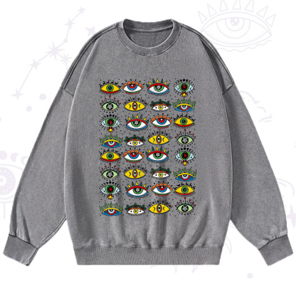 Purplehecate Christmas Evil Eye Pattern Washed Sweatshirt