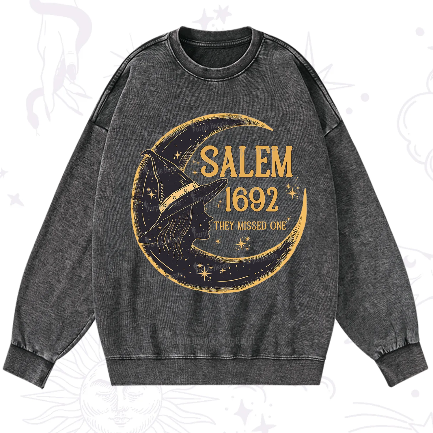 Purplehecate 1692 Salem Witch Washed Sweatshirt