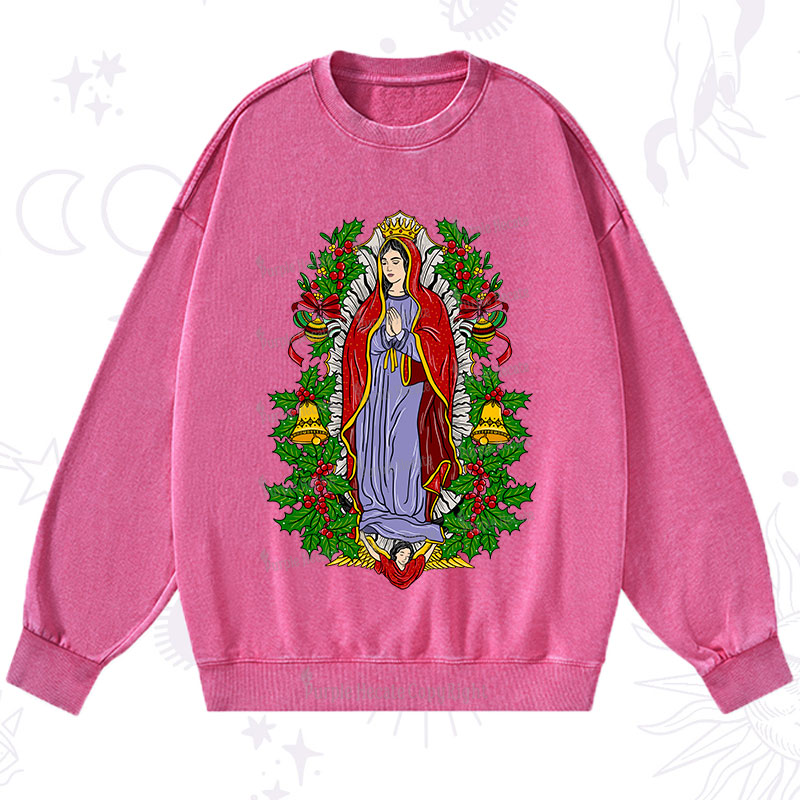 Purplehecate Christmas Mother Mary Washed Sweatshirt