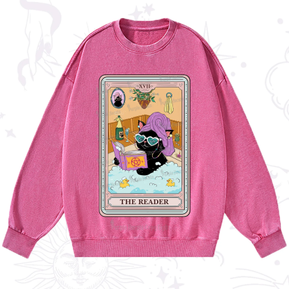 Purplehecate The Reader Cat Tarot Washed Sweatshirt