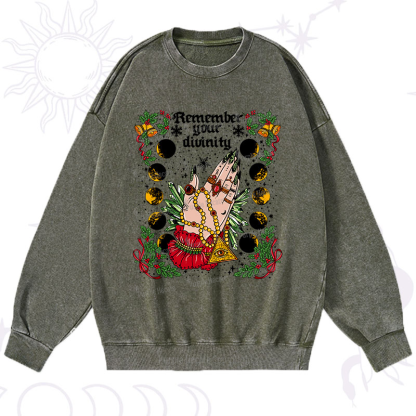Purplehecate Christmas Remember Your Divinity Washed Sweatshirt