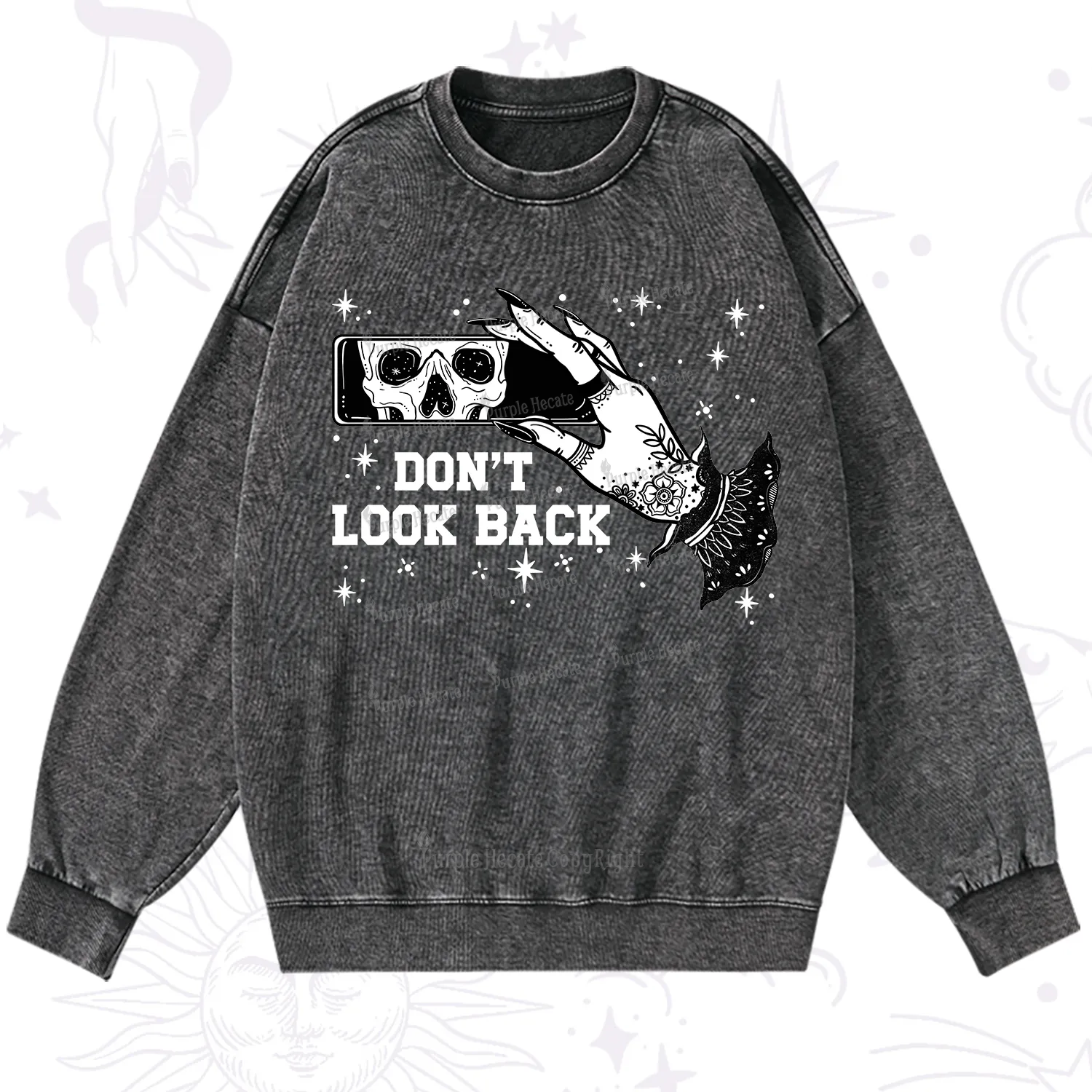 Purplehecate Don't Look Back Washed Sweatshirt