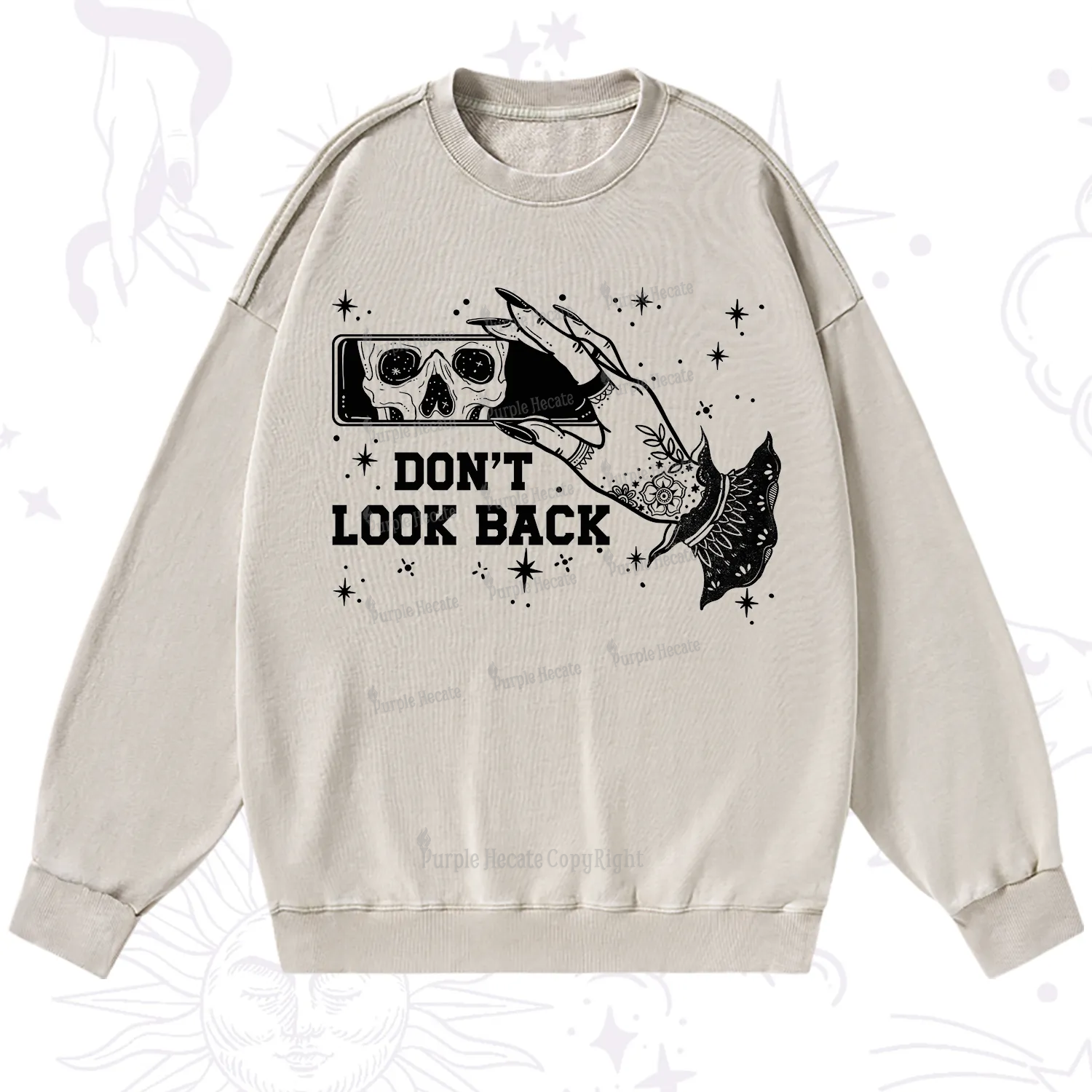 Purplehecate Don't Look Back Washed Sweatshirt