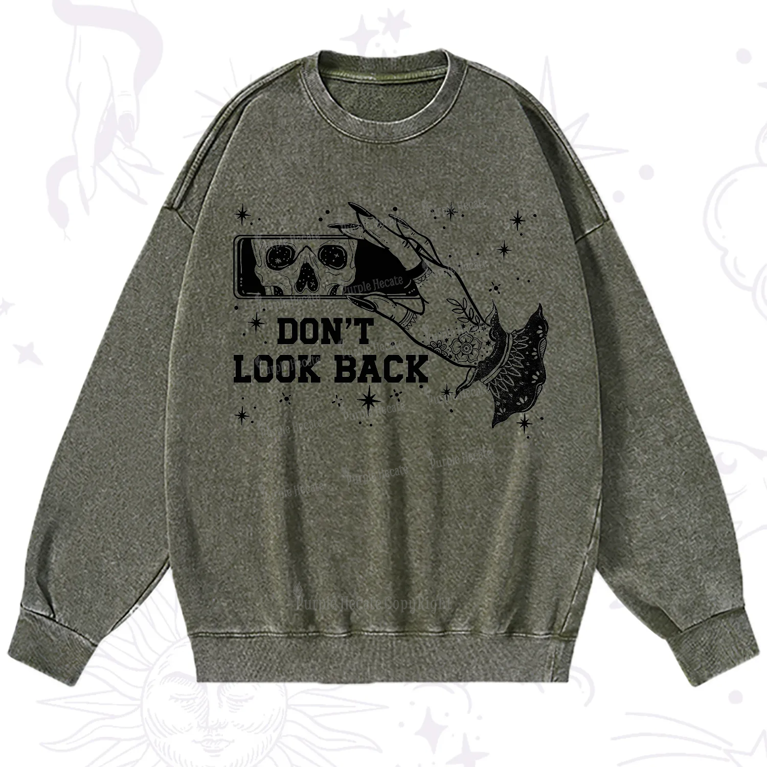 Purplehecate Don't Look Back Washed Sweatshirt